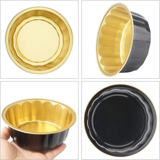 Beasea Disposable Baking Ramekins, 8 oz 100 Pack 3.9" 235ml Aluminum Foil Cups Bake Utility Ramekin