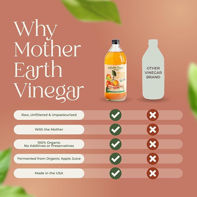 Mother Earth, Organic Apple Cider Vinegar with The Mother, Fresh Pressed Organic Apples, OACV, ACV