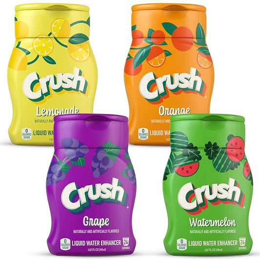 Crush, Summer Variety, Liquid Water Enhancer - New, Better Taste! (4 Bottles, Makes 96 Flavored