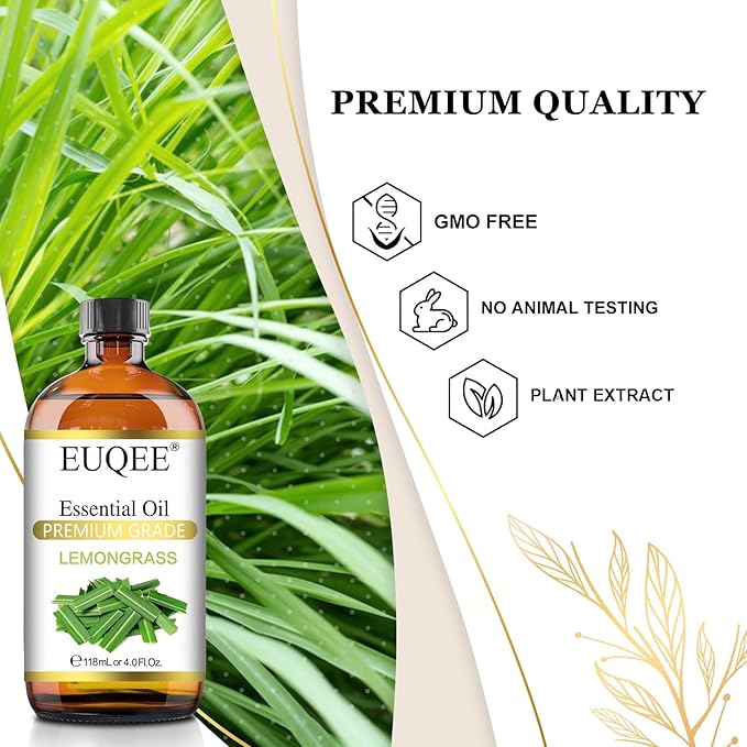 Lemongrass Essential Oil 118ml Premium Lemongrass Oil with Glass Dropper, Great for Diffuser