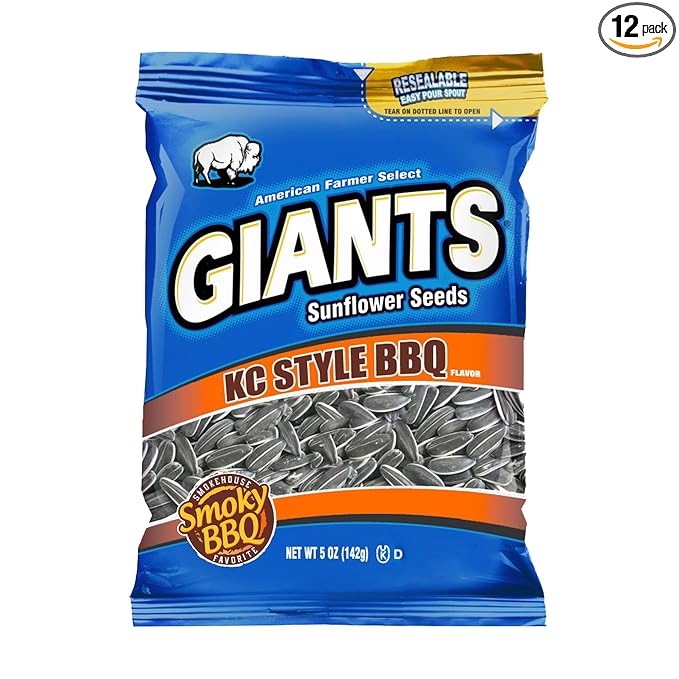 GIANTS KC Style BBQ Sunflower Seeds - Sunflower Seeds Bulk, Roasted Sunflower Seeds to Eat