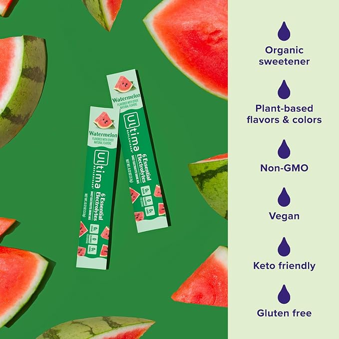 Ultima Replenisher Daily Electrolyte Powder Drink Mix ??Sugar Free ??Watermelon, 20 Stickpacks