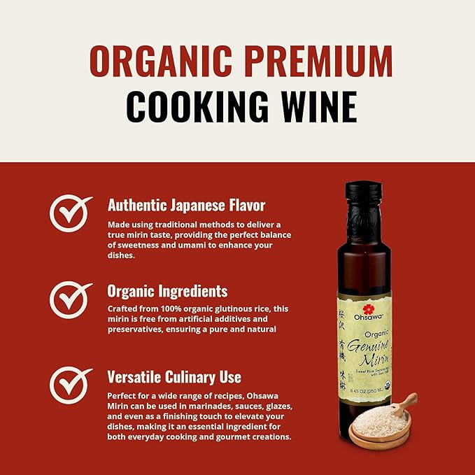 Ohsawa - Genuine Mirin, Authentic Japanese Sweet Cooking Wine, Vegan, Non-GMO, USDA Certified