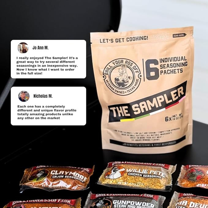 Grill Your As* Off Sample Pack Spices and Seasonings - (6 Pack) BBQ & Grill Seasoning for Beef