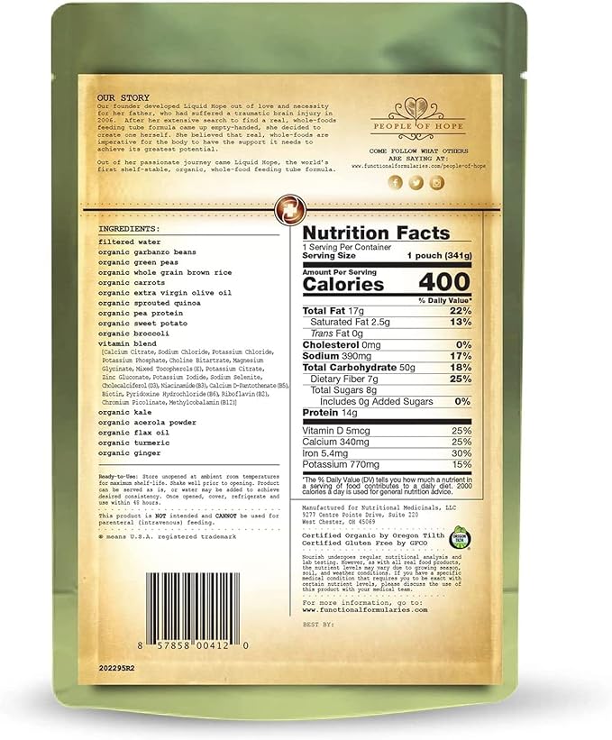 Functional Formularies Nourish Organic Tube Feeding Formula And Nutritional Meal Replacement