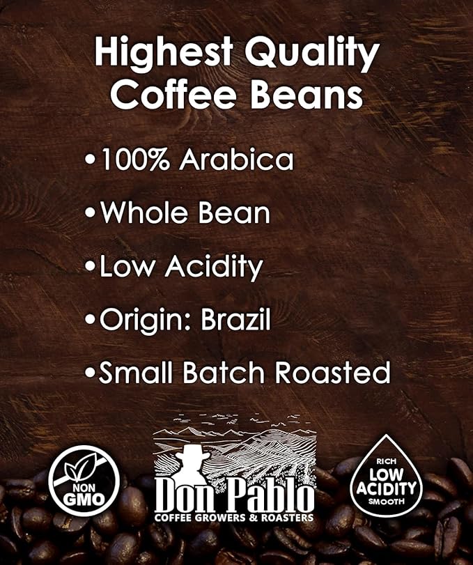 5LB Don Pablo Gourmet Coffee - Brazil Cerrado - Medium Dark Roast - Whole Bean Coffee - 100%