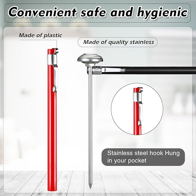 Xuhal 6 Pcs Stainless Steel Kitchen Thermometer with 5 Inch Long Stem 1 Inch Dial Thermometer Milk