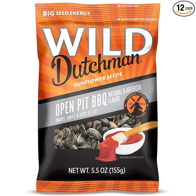 Wild Dutchman, Roasted Sunflower Seeds, Mouth Friendly Recipe for All Day Snacking, Open Pit BBQ