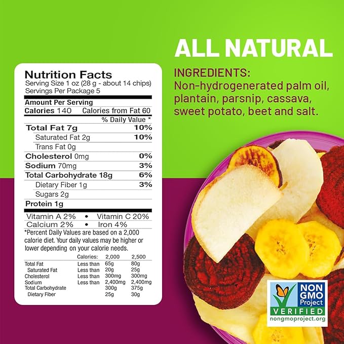 Kiwa Healthy Veggie Chips - Vegetable Snacks for Kids & Adults - Exotic Chips with Plantain, Beet