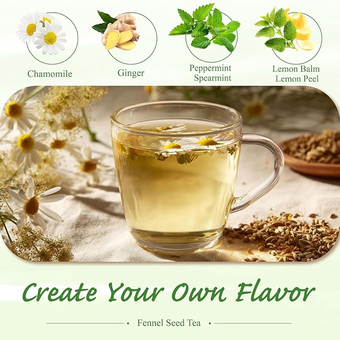 WT WEETEE Fennel Tea Bags 100 Count, 100% Natural & Pure Fennel Seeds Tea, Smooth & Sweet, No