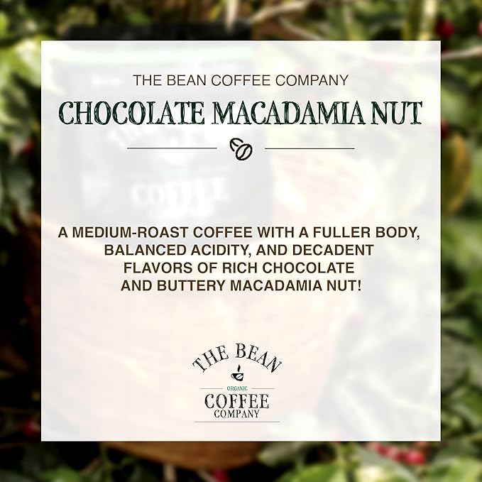 The Bean Organic Coffee Company Chocolate Macadamia Nut, Medium Roast, Ground Coffee, 16-Ounce Bag