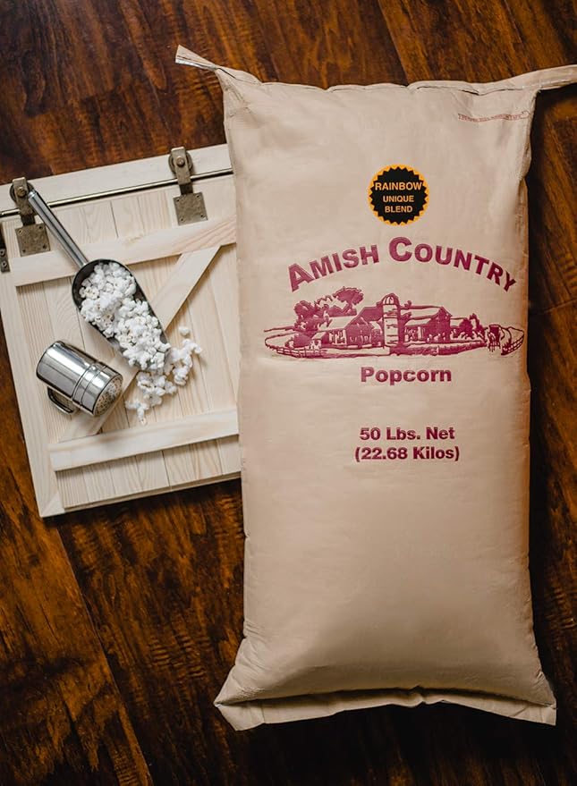 Amish Country Popcorn | 50 lb Bag | Rainbow Popcorn Kernels | Old Fashioned, Non-GMO and Gluten