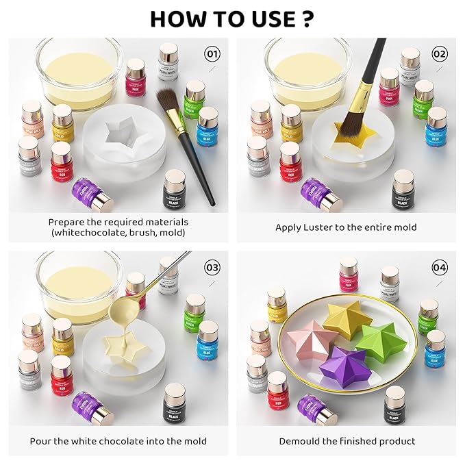 Luster Dust Edible - 15 Grams Food Grade Cake Dust Shimmer Powdered, Cherrysea Powder Luster Dust