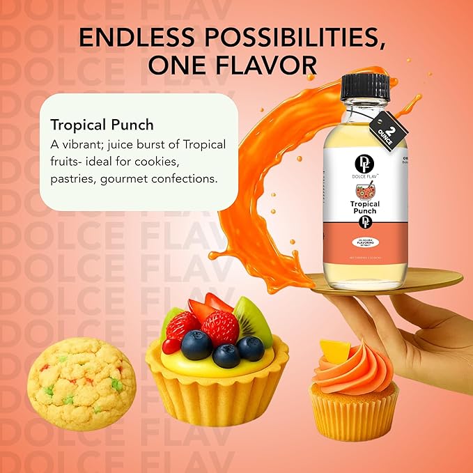 Dolce Flav Tropical Punch Extract ??2 Ounce Oil-Soluble Kosher, Sugar-Free, Concentrated Fruity