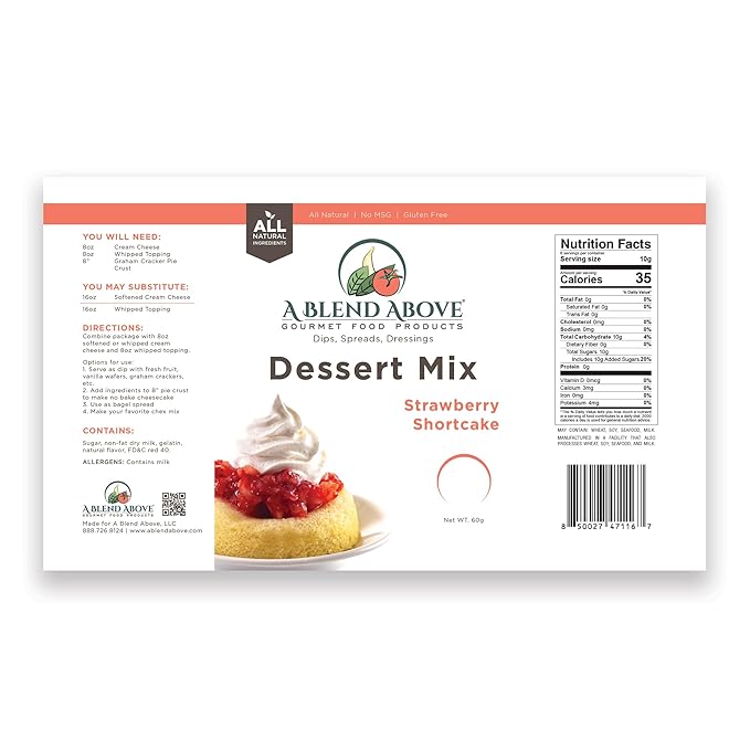 A Blend Above Strawberry Shortcake No-Bake Dessert Mix, 3 Pack, No-Bake Cheesecake, Fruit Dip