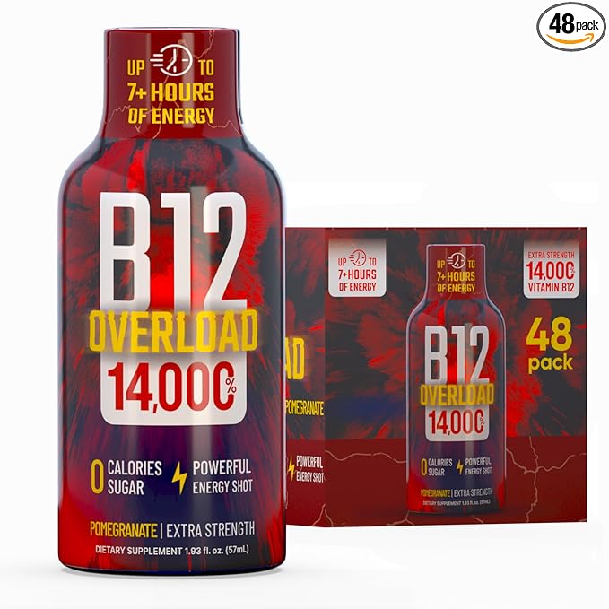 B12 Overload Extra Strength Energy Shot ??Pomegranate ??260mg Caffeine, 14000% B12, Electrolytes