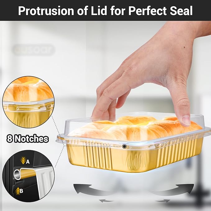 EUSOAR Creme Brulee Ramekins Disposable, Gold 20oz 50pcs Aluminum Foil Mini Cake Bread Pans, Muffin