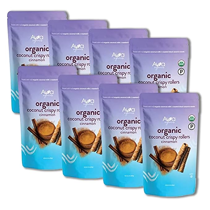 Cinnamon Coconut Crispy Rollers (2.8 oz bags) Ava Organics - Gluten Free, Non-GMO, Kosher