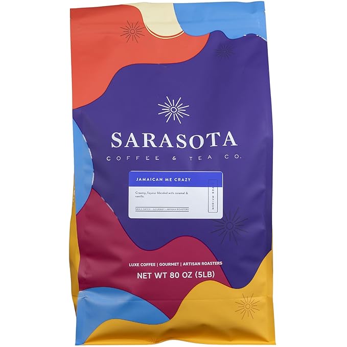 Sarasota Coffee Ground Jamaican Me Crazy | Medium Roast Gourmet Flavored Coffee Grounds | Low Acid