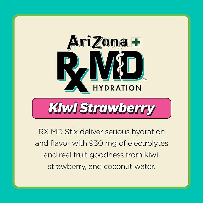 Arizona Rx MD Hydration Kiwi Strawberry - Drink Mix - 920mg of Electrolytes - 0.45 oz Powder Sticks