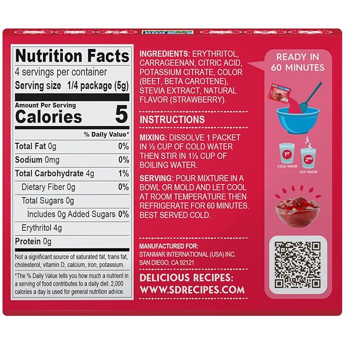 Simply Desserts Sugar-Free Strawberry Jel, 6-Pack - Vegan Dessert, Keto Snacks, Diabetic Friendly &