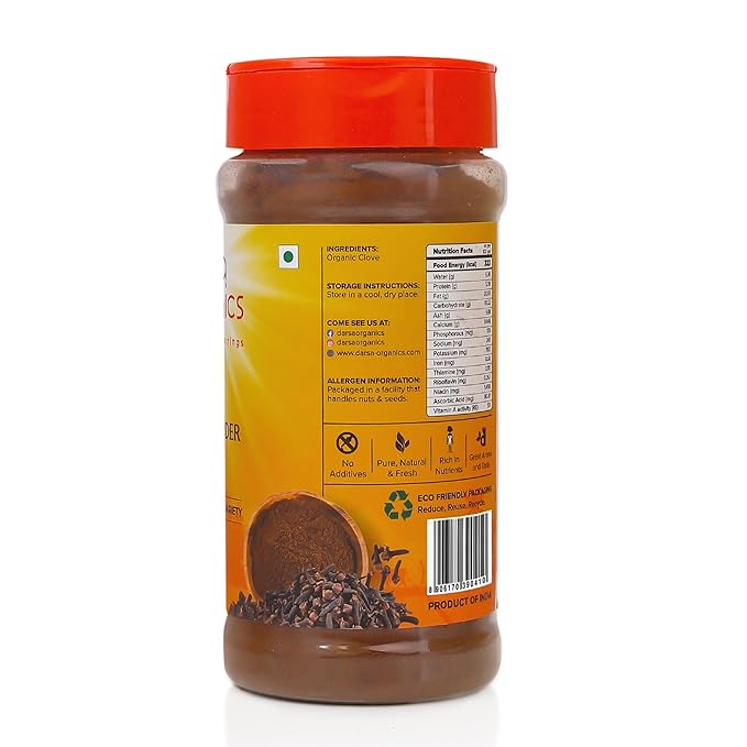 Darsa Organics Cloves Powder 3.5 oz - USDA Organic Ground Cloves from India, Aromatic, Non-GMO