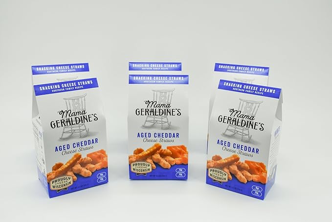 Mama Geraldine's - Aged Cheddar Cheese Straws - 4.5 Ounce, 6 Pack - Crisps, Chips, Gourmet Baked