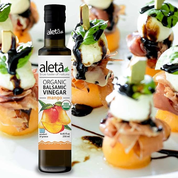 Aleta Farms Balsamic Vinegar, Mango Infused Organic Balsamic Vinegar, Aged, Flavored, USDA Organic
