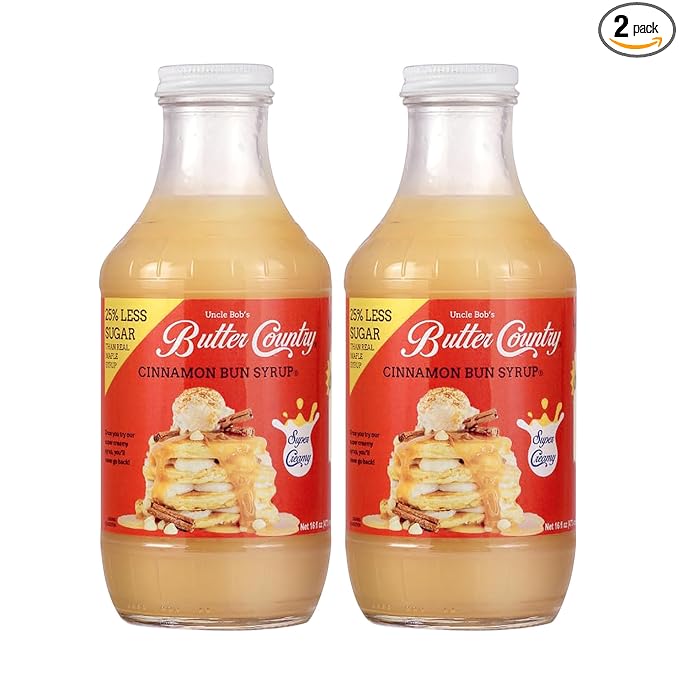 Uncle Bob's Butter Country Rich & Creamy Cinnamon Bun Flavored Buttermilk Syrup for Pancakes