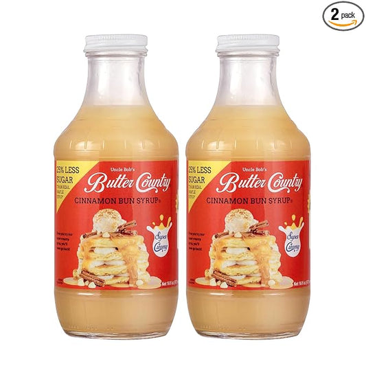 Uncle Bob's Butter Country Rich & Creamy Cinnamon Bun Flavored Buttermilk Syrup for Pancakes