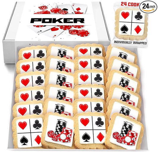 Poker Themed Cookies Casino Game Night Club Dice Treats | 24 Pack Bulk | Individually Wrapped |