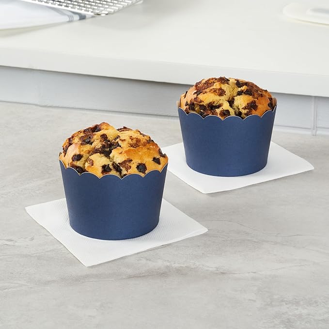 Panificio 10 Ounce Cupcake Wrappers, 200 Scalloped Baking Cups - Oven-Ready, Greaseproof, Midnight