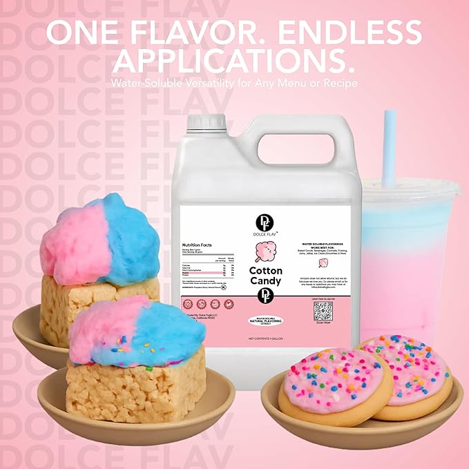 Dolce Flav Cotton Candy Flavoring ??32 oz. ??Premium Water-Based Extract for Ice Cream, Boba