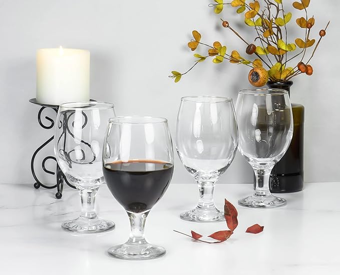 Red Co. Belluno Classic Clear Glasses for Water, Juice, Liquor - Wine Goblets - Set of 4 (13.5