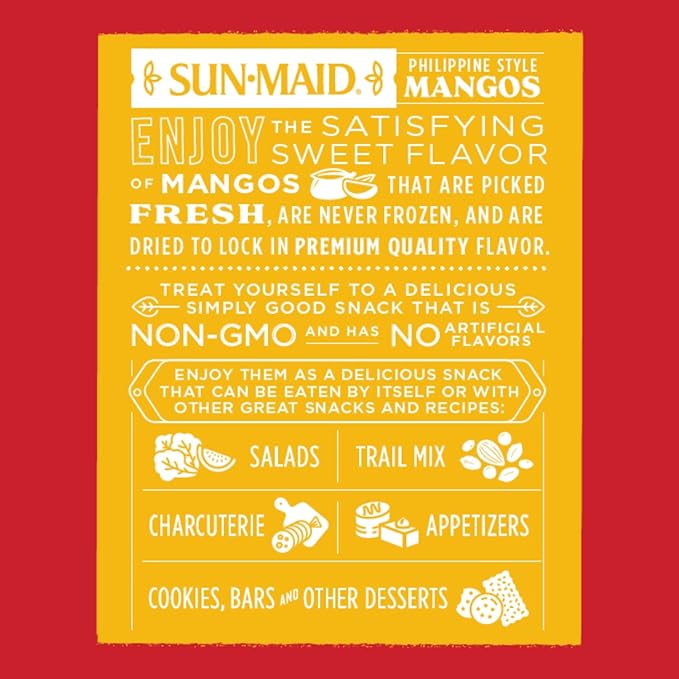 Sun-Maid Dried Mangos - 15 oz Resealable Bag - Dried Mango Slices - Dried Fruit Snack for Lunches
