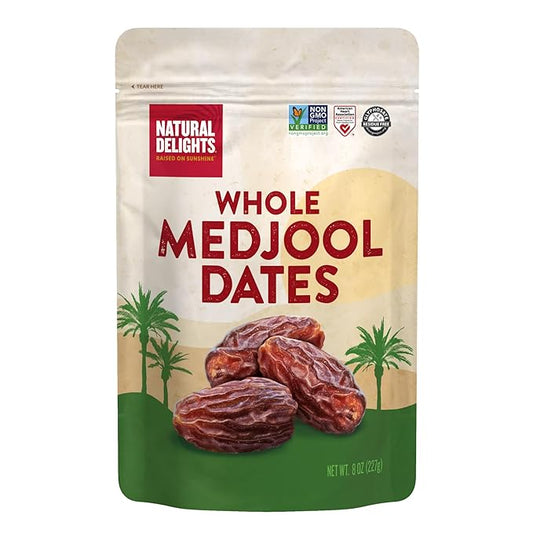 Natural Delights Medjool Dates – Large & Plump Non-GMO Verified, Good Source of Fiber, Naturally