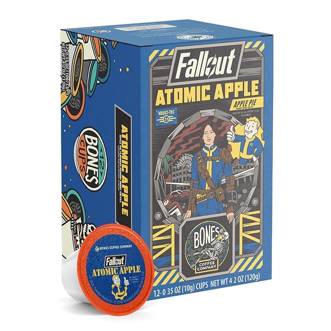 Bones Coffee Company Fallout Atomic Apple, Apple Pie Flavored Coffee Pods, Low Acid Medium Roast