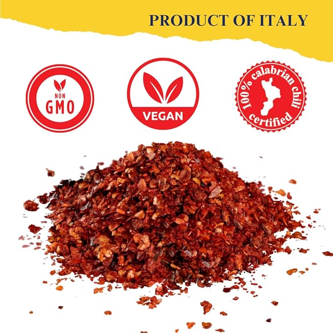 L'Oro Del Sud 100% Certified Dry Calabrian Chili Red Pepper Flakes, 1 KG (2.2 lbs), Crushed Pepper