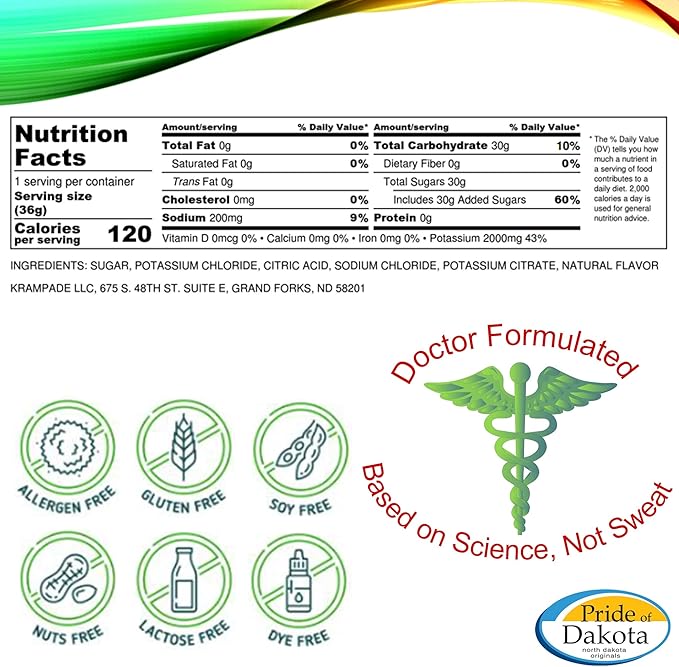 Original 2K - 2000mg High Potassium Cramp Relief Electrolyte Drink Powder: Faster Recovery, Slower