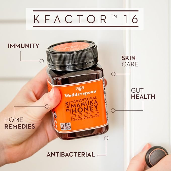 Wedderspoon Raw Premium Manuka Honey, KFactor 16, 35.2 Oz, Unpasteurized, Genuine New Zealand