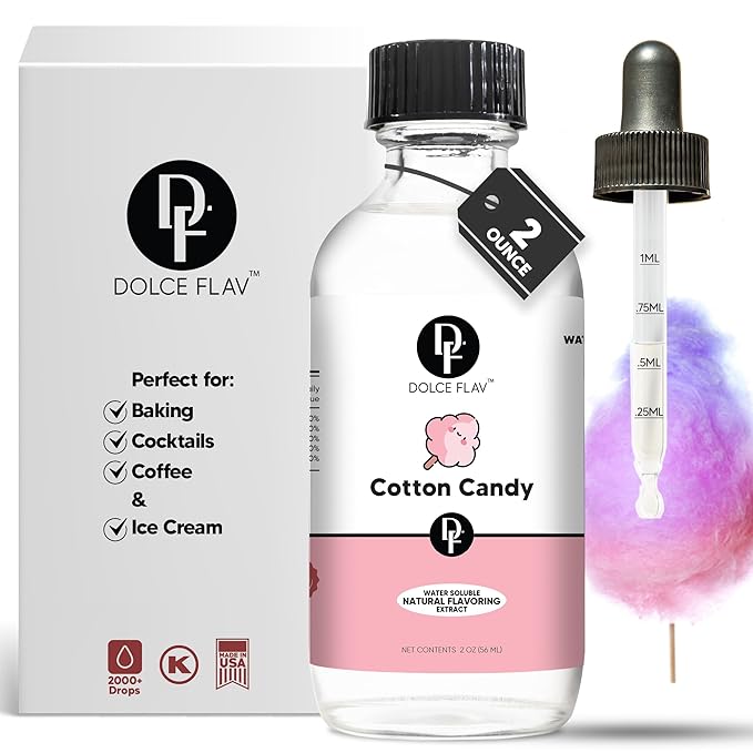 Dolce Flav Natural Cotton Candy Extract ??2 Ounce Water-Soluble Kosher, Sugar-Free, Concentrated