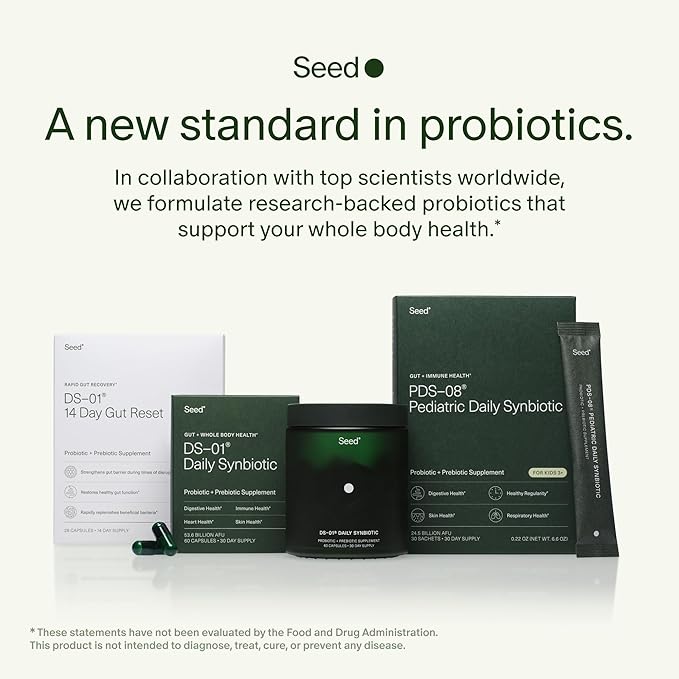 Seed DS-01 Daily Synbiotic - Prebiotic and Probiotic for Women & Men - Digestive Health, Gut