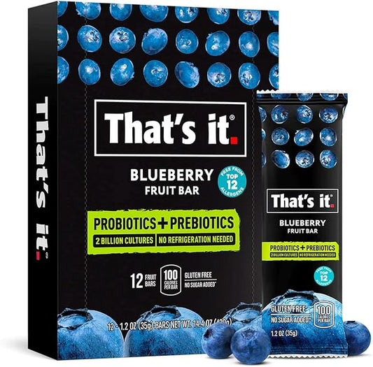 That's it. Blueberry Probiotic Fruit Bars, Helps Promote Healthy Gut & Digestion, No Refrigeration