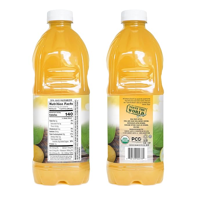 Sunberry Farms Organic Passion Fruit Nectar, Gluten Free, non-GMO, All Natural (64 Fl oz, Passion