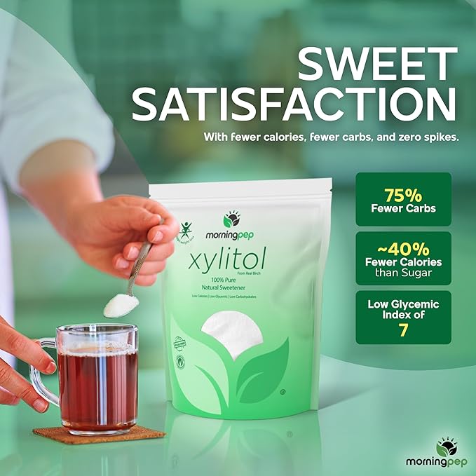 Morning Pep Pure Birch Xylitol (Keto Diet Friendly) Sweetener with no Aftertaste 5 LBs (Not from