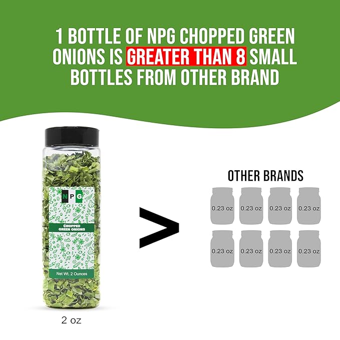 NPG Freeze Dried Chopped Green Onions 2 Oz (Pack of 2), All Natural Non-GMO Gluten Free, Dried