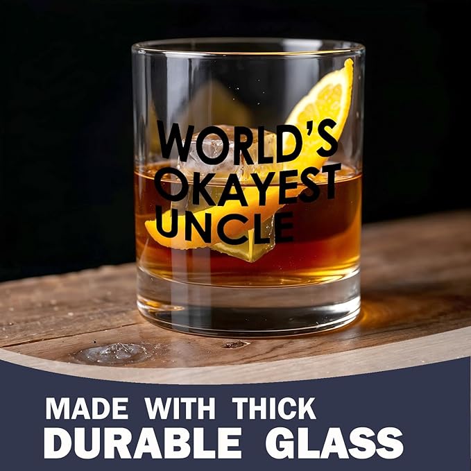 Funny Uncle Whiskey Glasses 10 oz, Uncle Gifts for Birthday Christmas from Niece Nephew Old