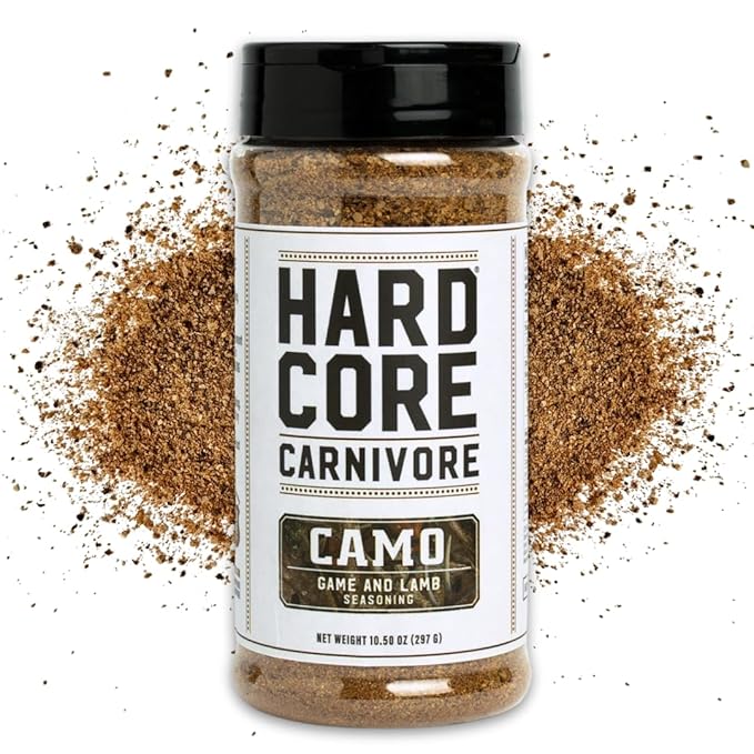 Hardcore Carnivore Camo - Wild Game and Lamb Seasoning (10.5 oz Shaker) Bold Texas-Made Spice Blend