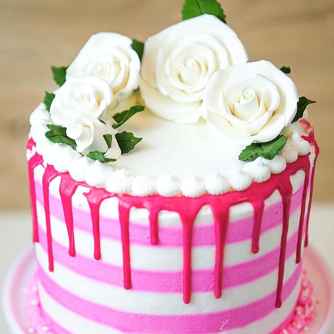 Global Sugar Art Exquisite Edble Rose & Leaf Sugar Cake Flowers Tray White, Unwired by Chef Alan