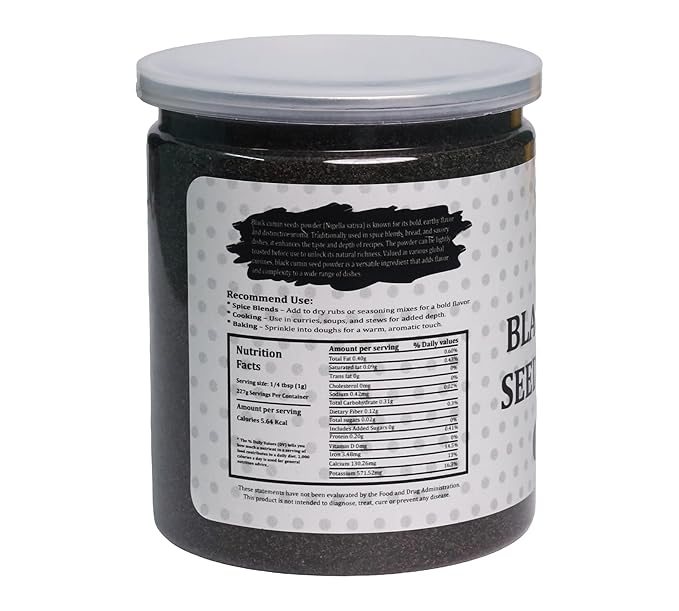 Black Cumin Seed Powder 8oz - Ground Nigella Sativa, Kalonji - Comino Negro en Polvo for Cooking